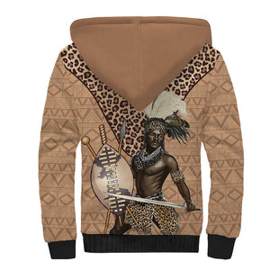 South Africa Zulu People Sherpa Hoodie Zulu Warrior - African Pattern