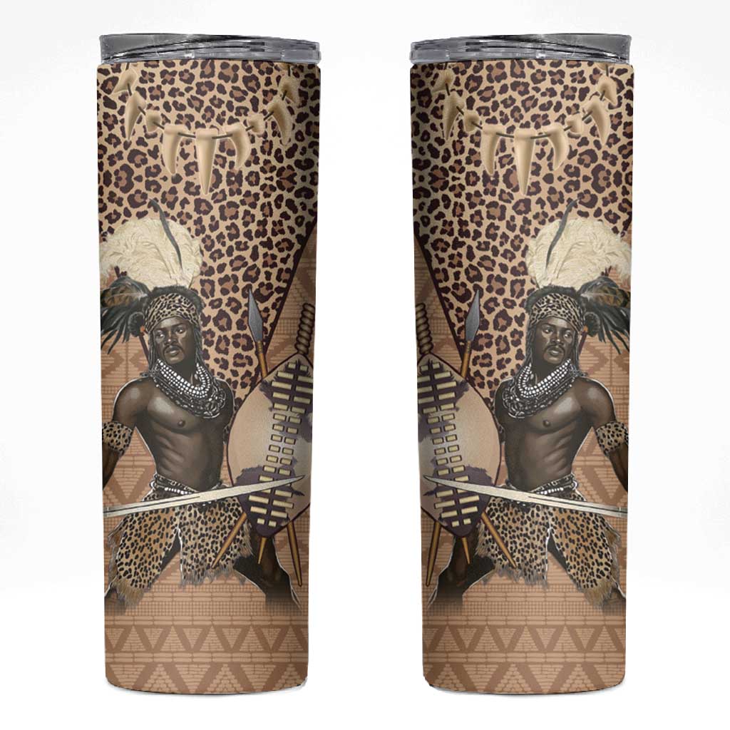 South Africa Zulu People Skinny Tumbler Zulu Warrior - African Pattern