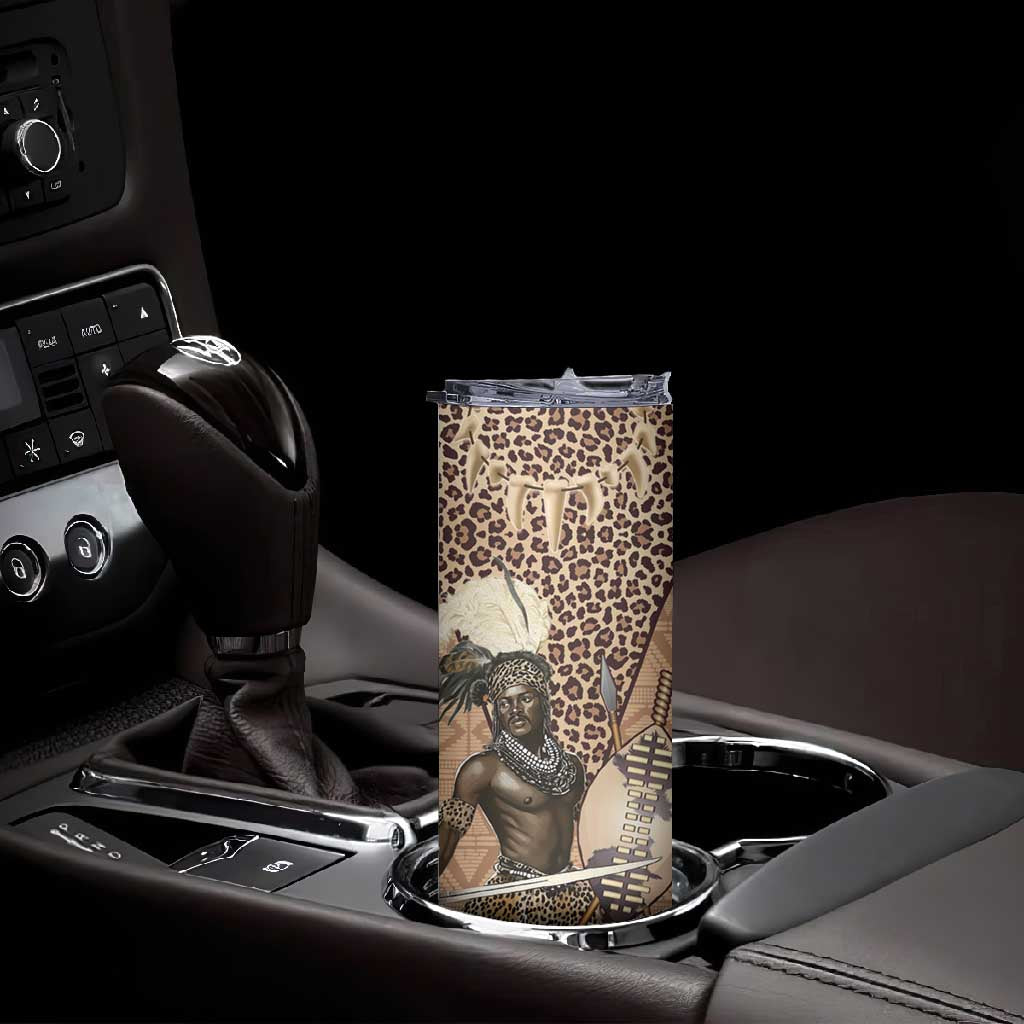 South Africa Zulu People Skinny Tumbler Zulu Warrior - African Pattern