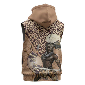South Africa Zulu People Sleeveless Zip Hoodie Zulu Warrior - African Pattern - African Pride
