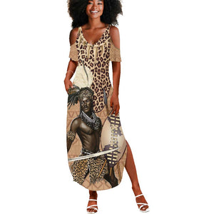 South Africa Zulu People Summer Maxi Dress Zulu Warrior - African Pattern