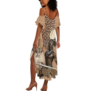 South Africa Zulu People Summer Maxi Dress Zulu Warrior - African Pattern