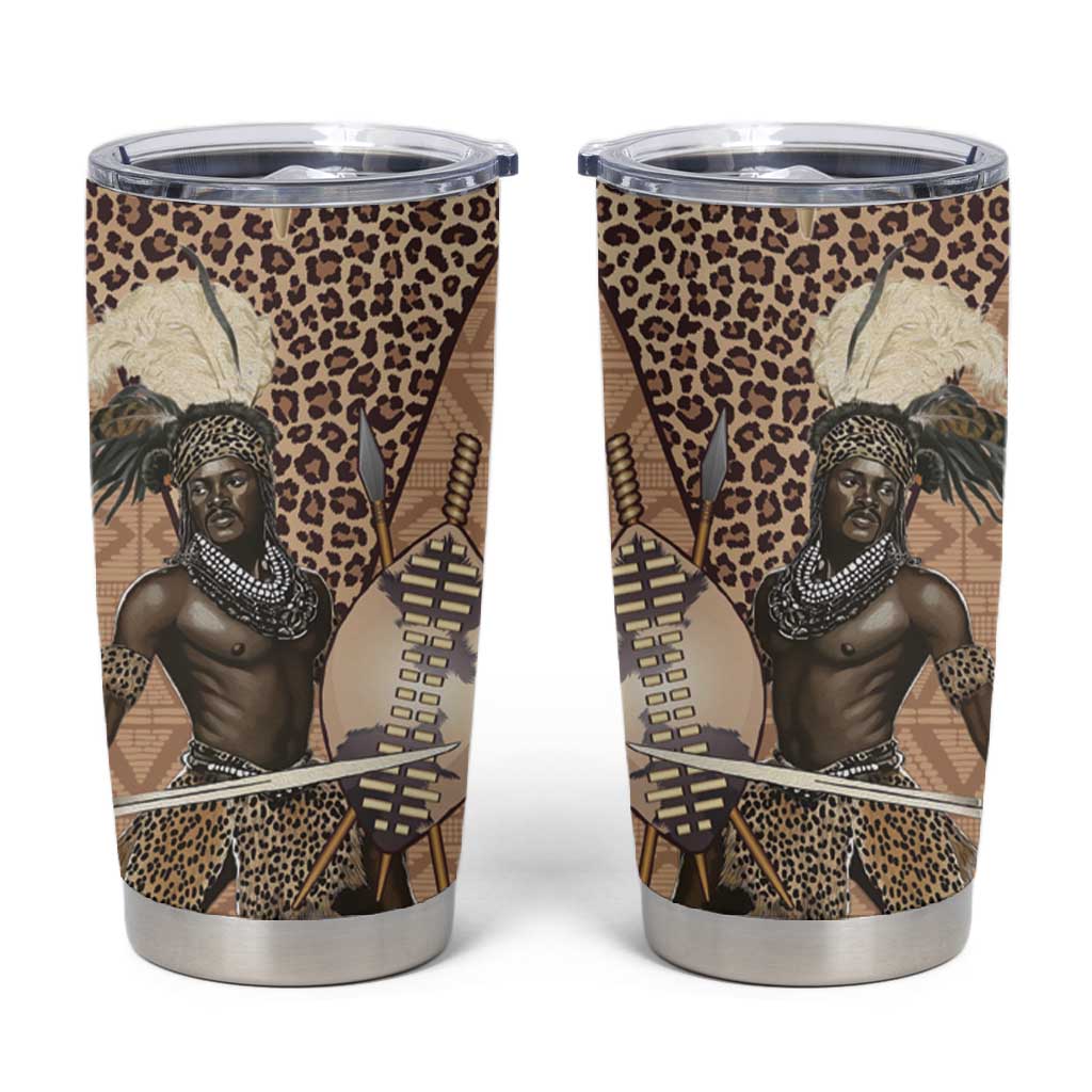 South Africa Zulu People Tumbler Cup Zulu Warrior - African Pattern