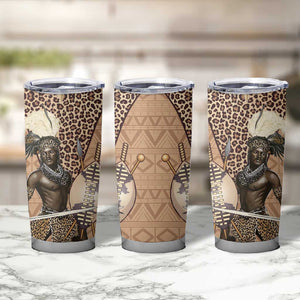 South Africa Zulu People Tumbler Cup Zulu Warrior - African Pattern