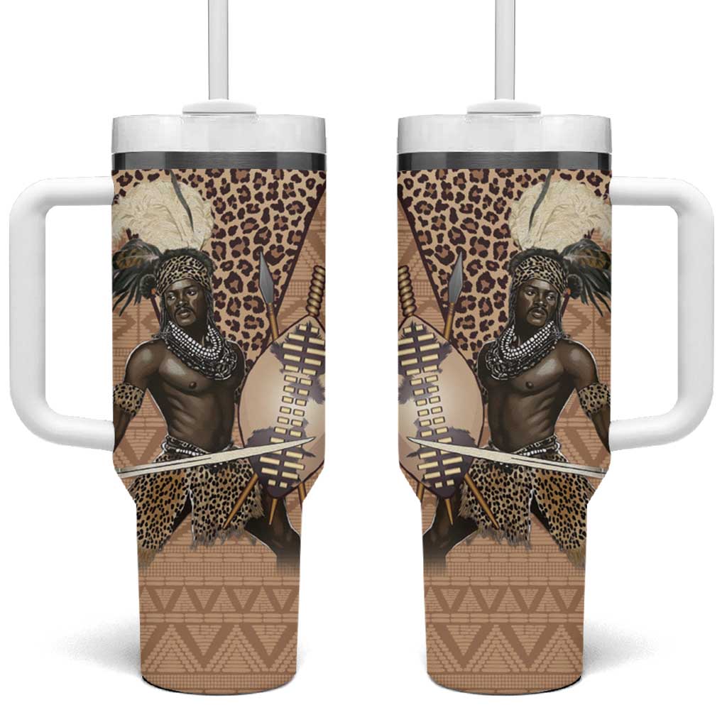 South Africa Zulu People Tumbler With Handle Zulu Warrior - African Pattern