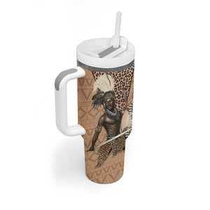 South Africa Zulu People Tumbler With Handle Zulu Warrior - African Pattern