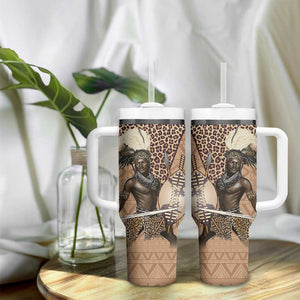 South Africa Zulu People Tumbler With Handle Zulu Warrior - African Pattern