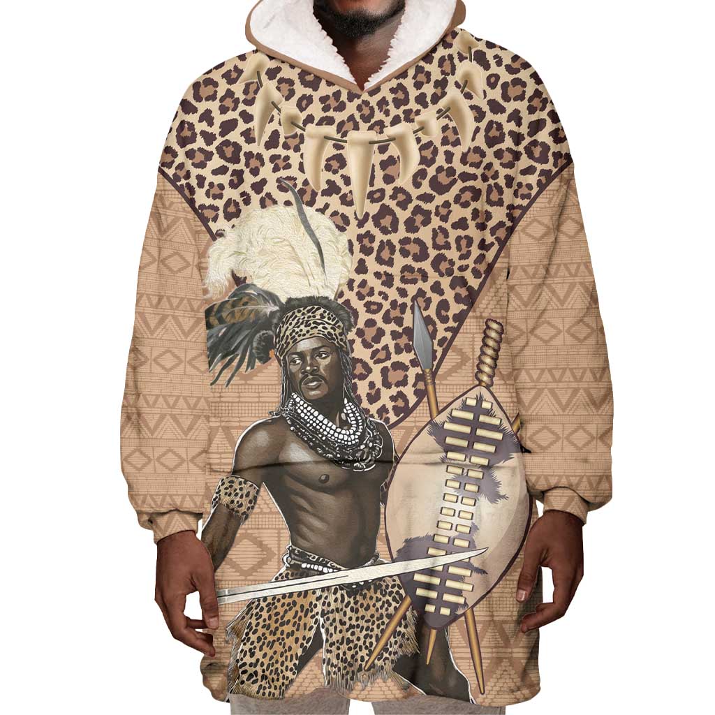 South Africa Zulu People Wearable Blanket Hoodie Zulu Warrior - African Pattern