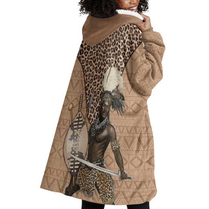 South Africa Zulu People Wearable Blanket Hoodie Zulu Warrior - African Pattern