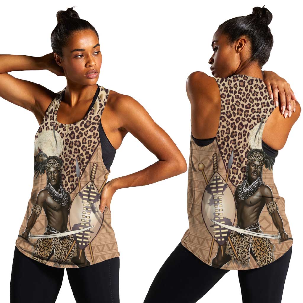 South Africa Zulu People Women Racerback Tank Zulu Warrior - African Pattern