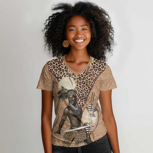 South Africa Zulu People Women V-Neck T-Shirt Zulu Warrior - African Pattern