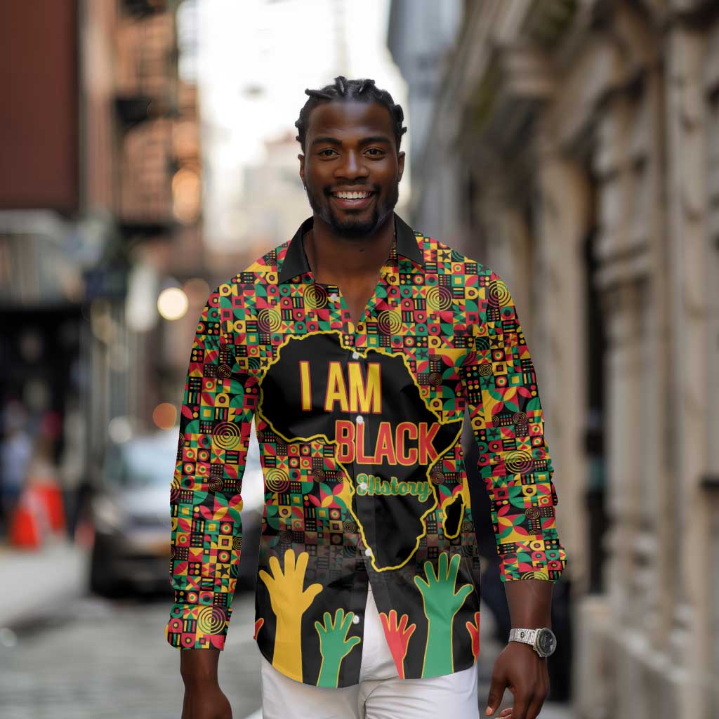 Black History Month Long Sleeve Button Shirt I'm Black And I'm Proud