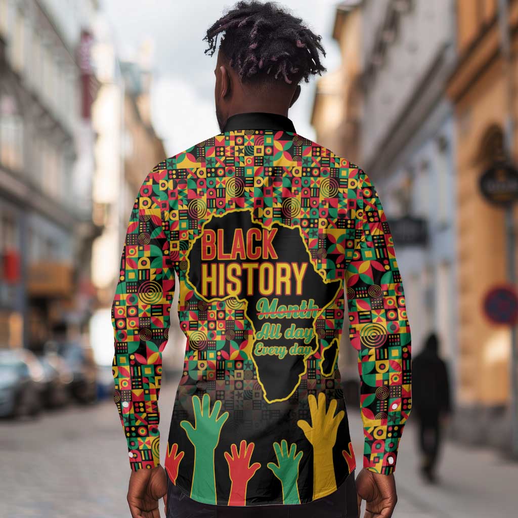 Black History Month Long Sleeve Button Shirt I'm Black And I'm Proud