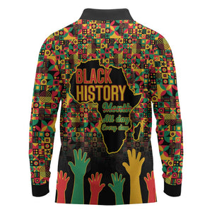 Black History Month Long Sleeve Polo Shirt I'm Black And I'm Proud