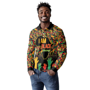 Black History Month Long Sleeve Polo Shirt I'm Black And I'm Proud