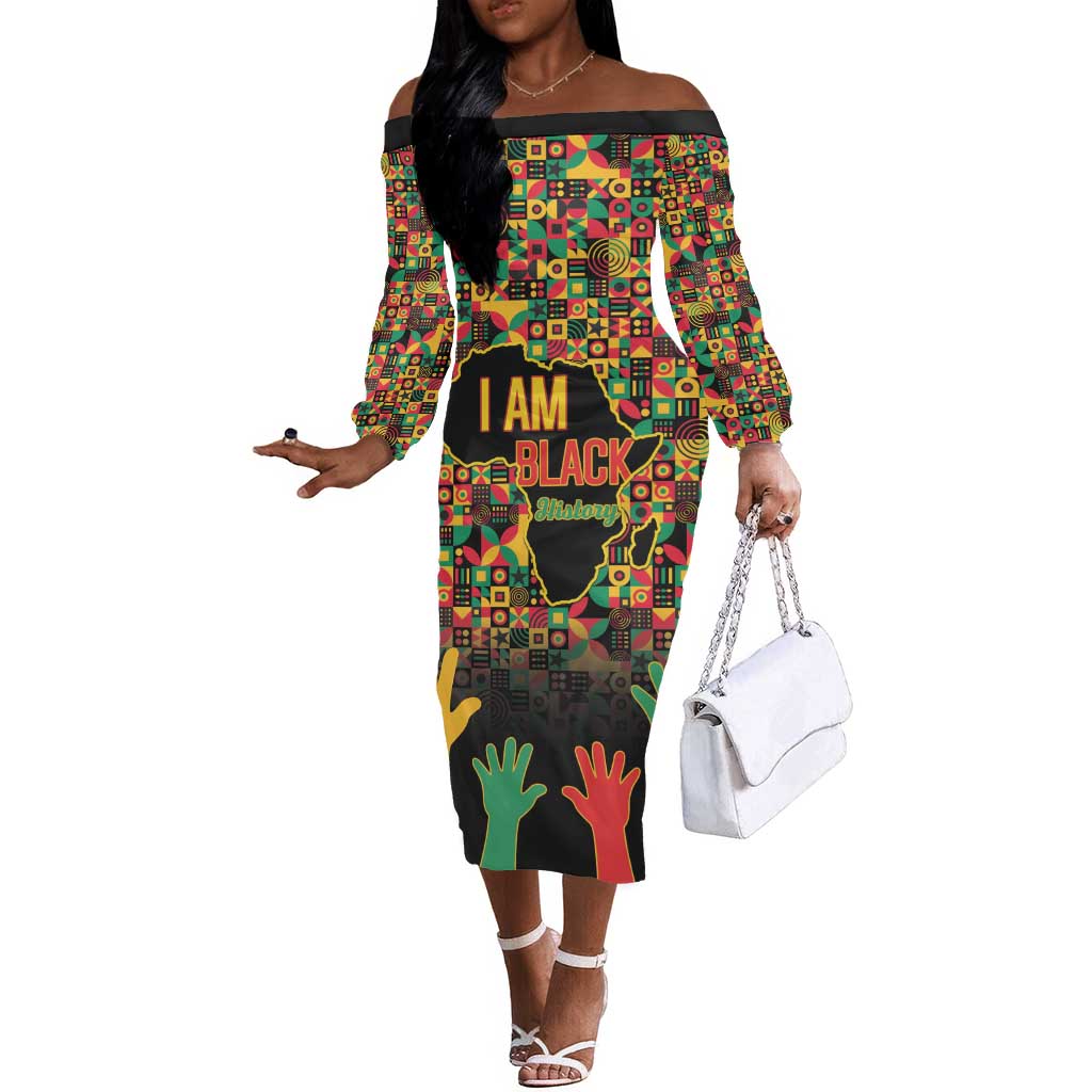 Black History Month Off The Shoulder Long Sleeve Dress I'm Black And I'm Proud