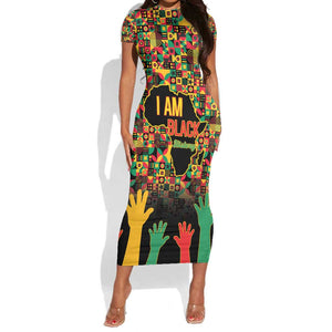 Black History Month Short Sleeve Bodycon Dress I'm Black And I'm Proud