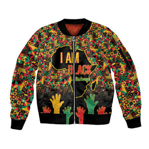 Black History Month Sleeve Zip Bomber Jacket I'm Black And I'm Proud