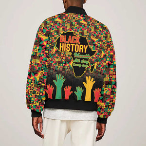 Black History Month Sleeve Zip Bomber Jacket I'm Black And I'm Proud