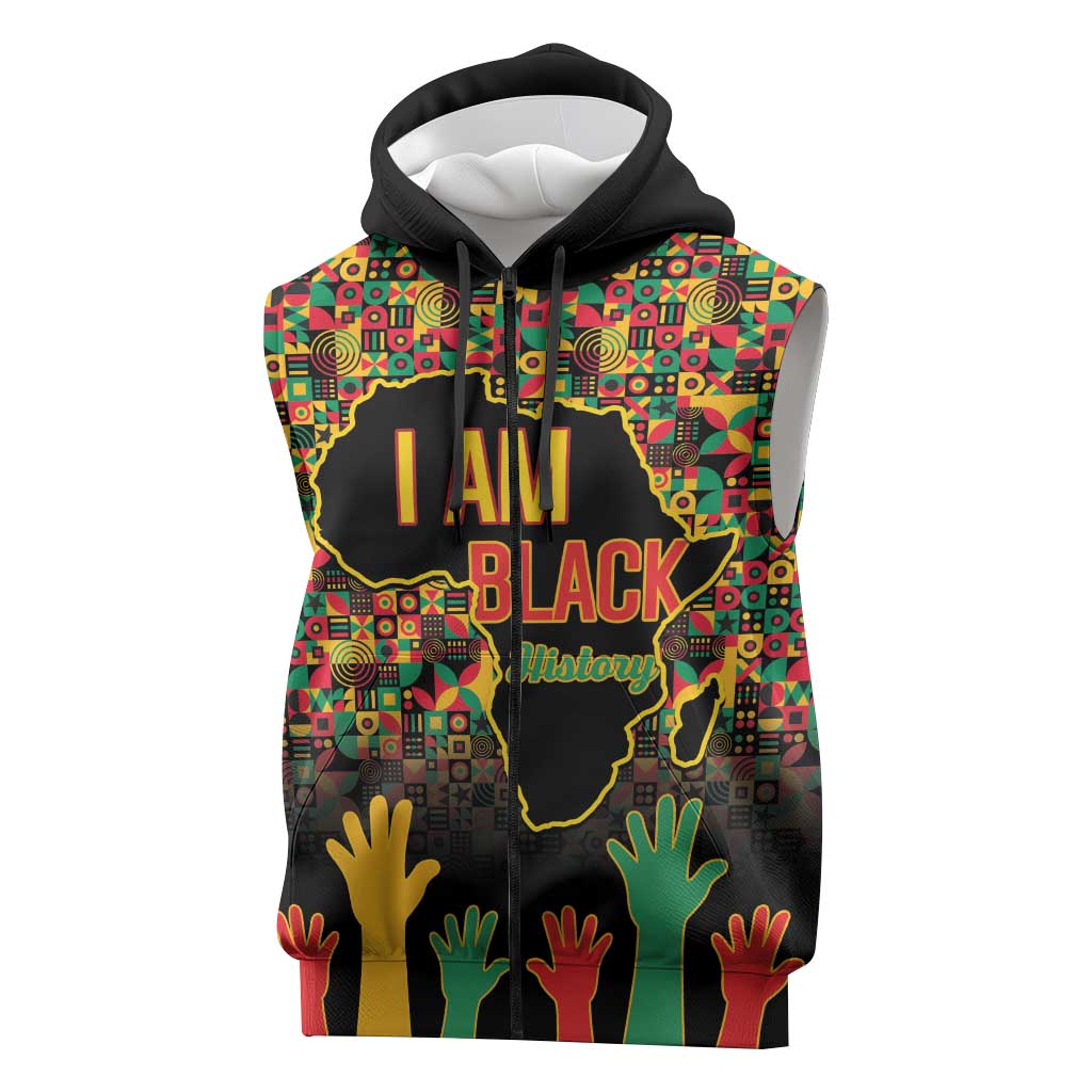 Black History Month Sleeveless Zip Hoodie I'm Black And I'm Proud - African Pride