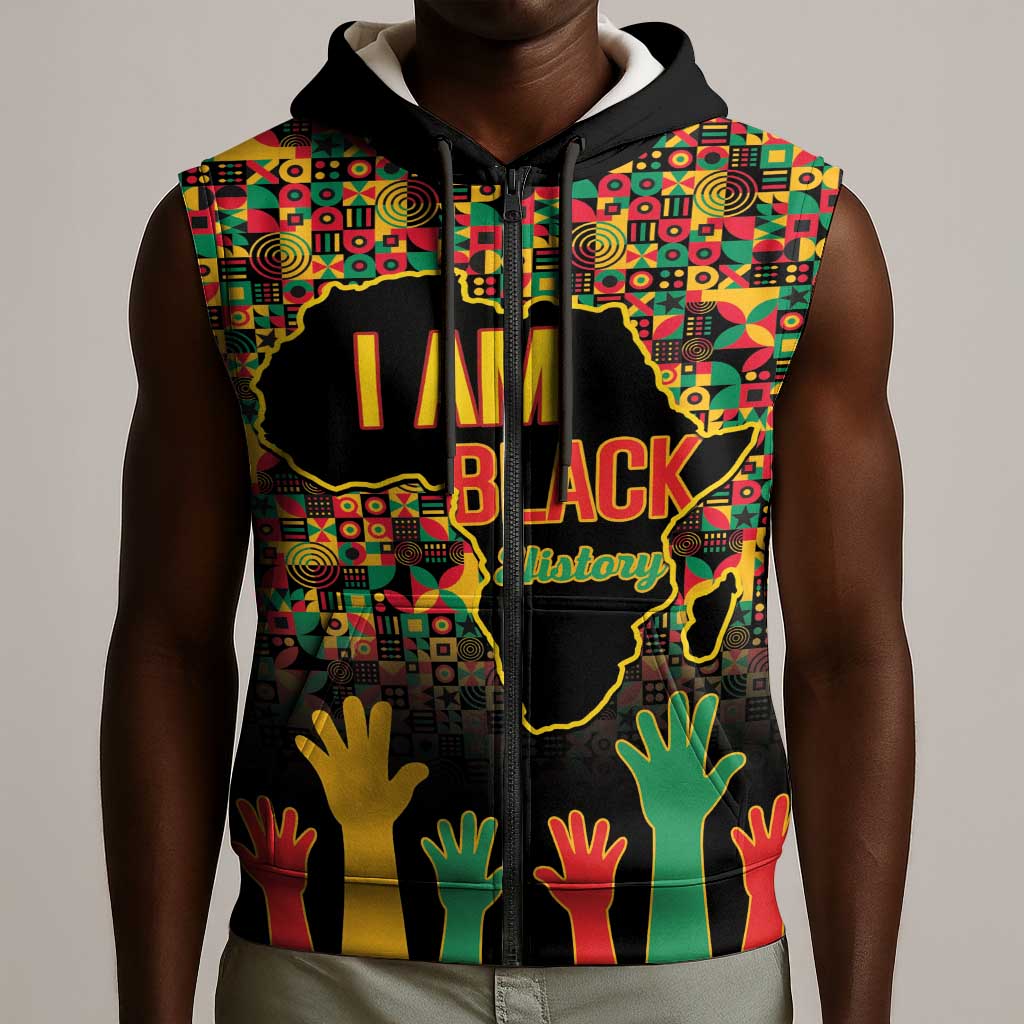 Black History Month Sleeveless Zip Hoodie I'm Black And I'm Proud - African Pride