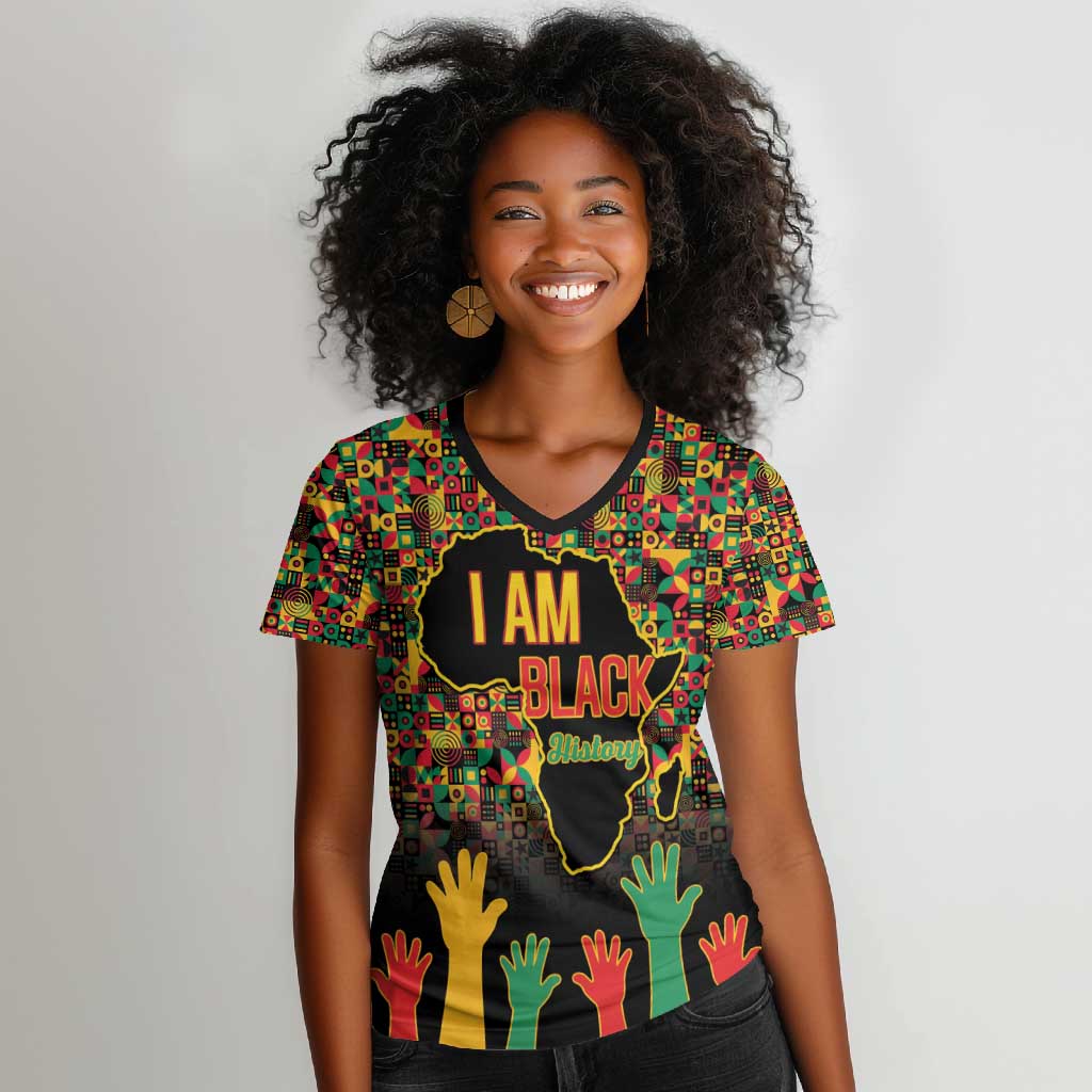 Black History Month Women V-Neck T-Shirt I'm Black And I'm Proud