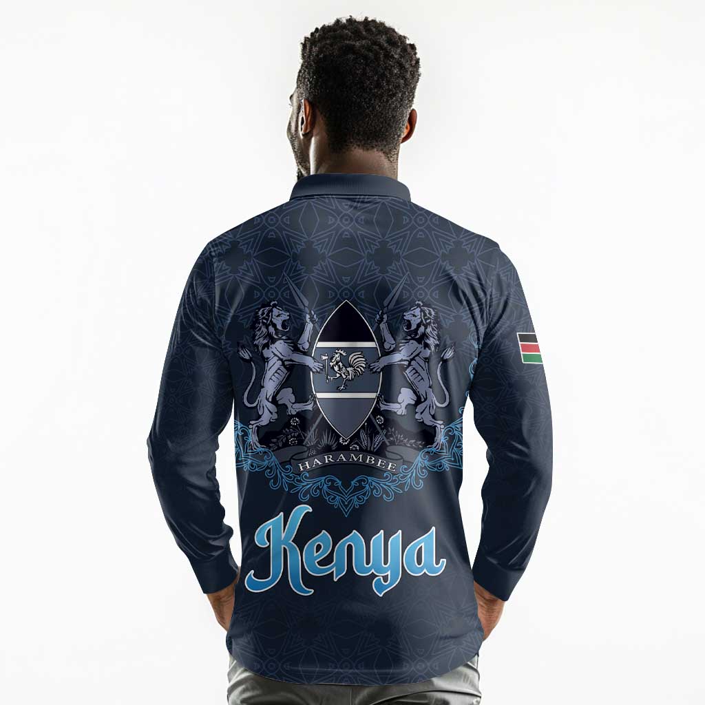 Happy Eid Al-Adha Long Sleeve Polo Shirt Kenya Mubarak