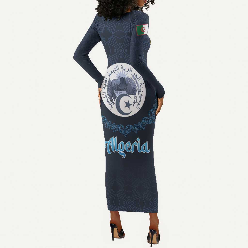 Happy Eid Al-Adha Long Sleeve Bodycon Dress Algeria Mubarak LT15
