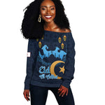 Happy Eid Al-Adha Off Shoulder Sweater Algeria Mubarak
