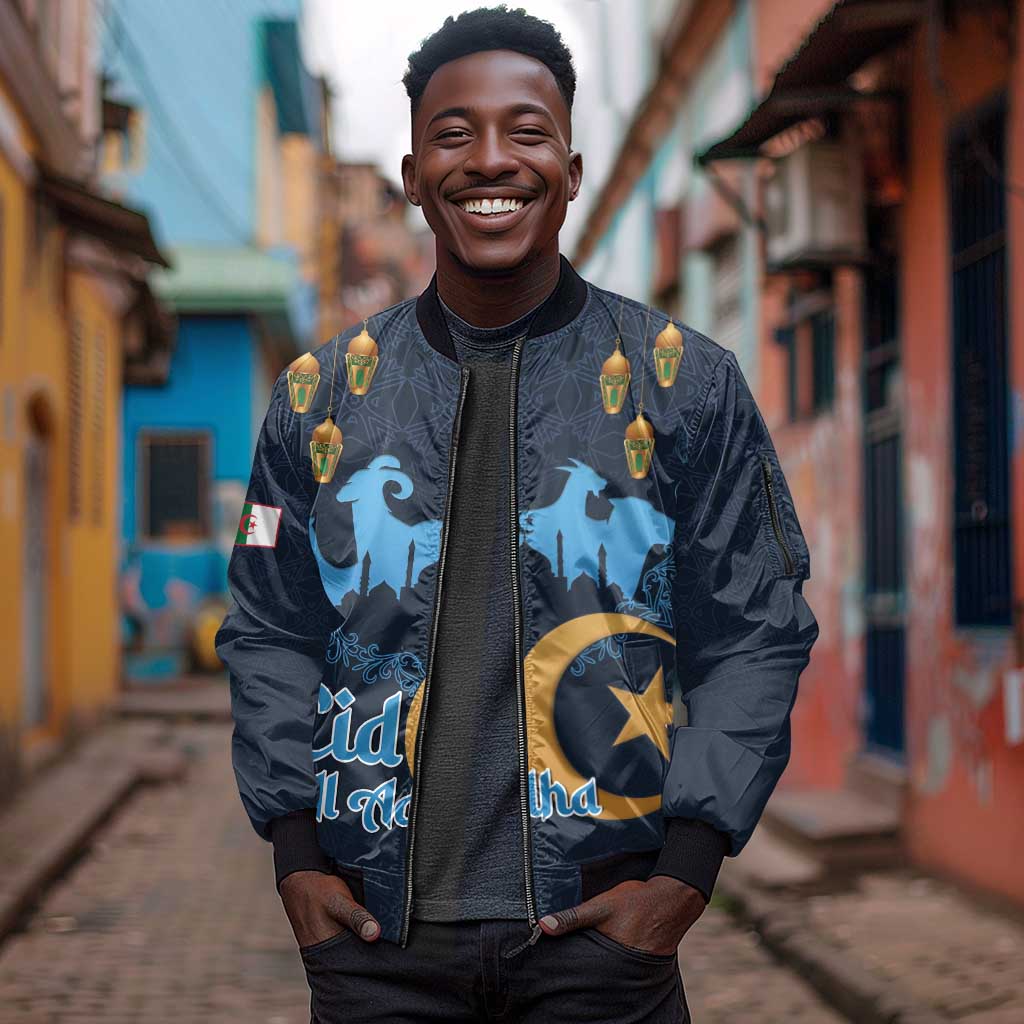 Happy Eid Al-Adha Sleeve Zip Bomber Jacket Algeria Mubarak