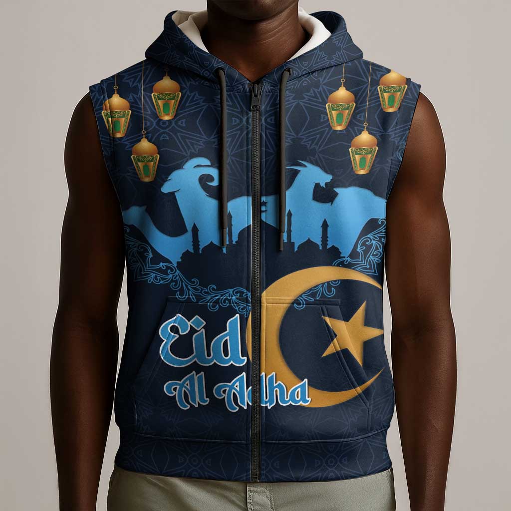 Happy Eid Al-Adha Sleeveless Zip Hoodie Algeria Mubarak - African Pride