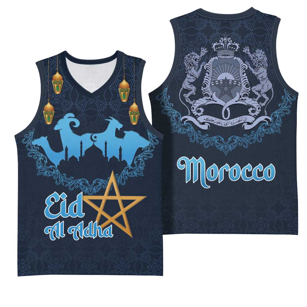 Happy Eid Al-Adha Basketball Jersey Morocco Mubarak LT15