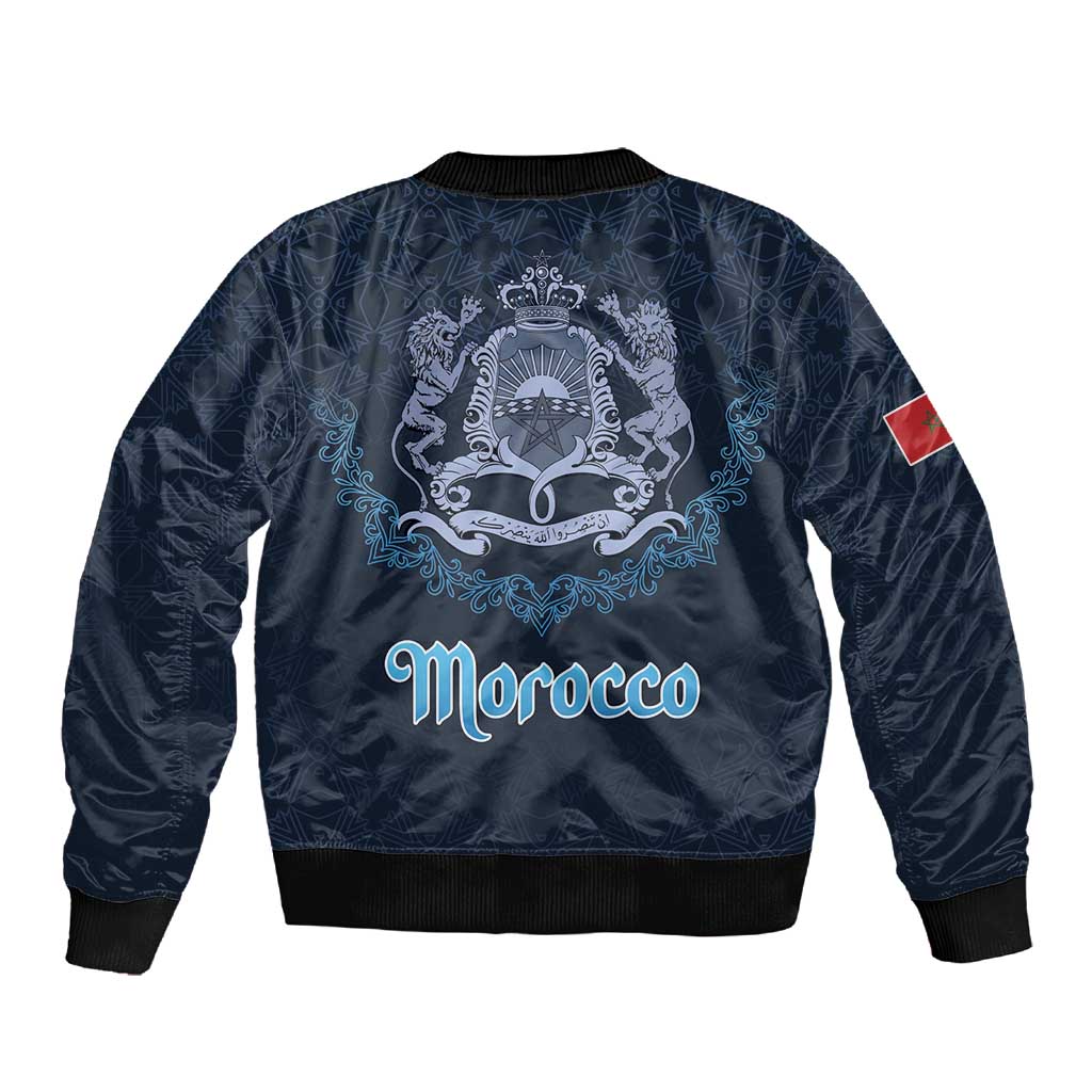 Happy Eid Al-Adha Sleeve Zip Bomber Jacket Morocco Mubarak