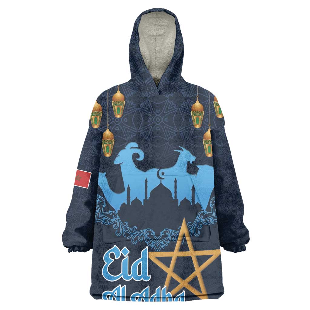 Happy Eid Al-Adha Wearable Blanket Hoodie Morocco Mubarak