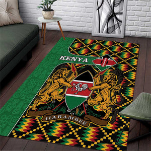 Kenya Area Rug - Kente Pattern, Coat Of Arms Design