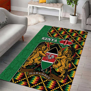 Kenya Area Rug - Kente Pattern, Coat Of Arms Design