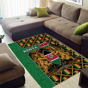 Kenya Area Rug - Kente Pattern, Coat Of Arms Design