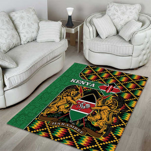 Kenya Area Rug - Kente Pattern, Coat Of Arms Design