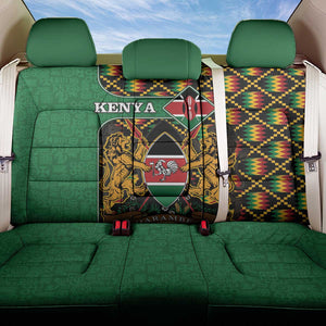 Kenya Back Car Seat Cover - Kente Pattern, Coat Of Arms Design