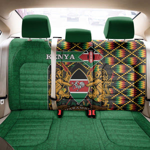 Kenya Back Car Seat Cover - Kente Pattern, Coat Of Arms Design