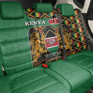 Kenya Back Car Seat Cover - Kente Pattern, Coat Of Arms Design