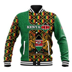 Kenya Baseball Jacket - Kente Pattern, Coat Of Arms Design LT15