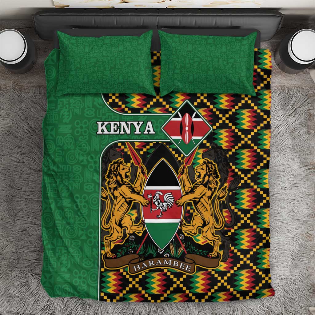 Kenya Bedding Set - Kente Pattern, Coat Of Arms Design