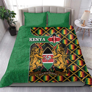 Kenya Bedding Set - Kente Pattern, Coat Of Arms Design