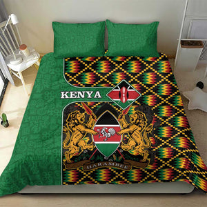 Kenya Bedding Set - Kente Pattern, Coat Of Arms Design