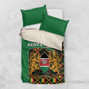 Kenya Bedding Set - Kente Pattern, Coat Of Arms Design