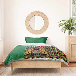 Kenya Bedding Set - Kente Pattern, Coat Of Arms Design