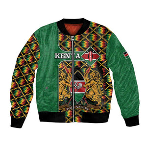 Kenya Bomber Jacket - Kente Pattern, Coat Of Arms Design