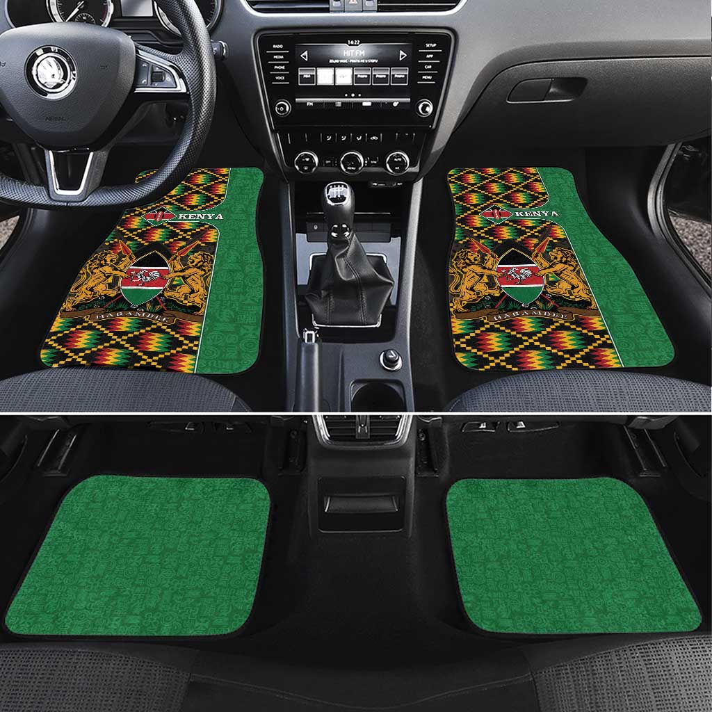 Kenya Car Mats - Kente Pattern, Coat Of Arms Design