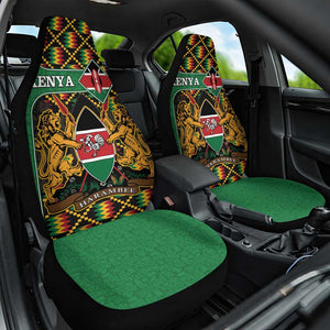 Kenya Car Seat Cover - Kente Pattern, Coat Of Arms Design